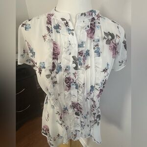 Torrid White Floral Ruffle Blouse Size 0